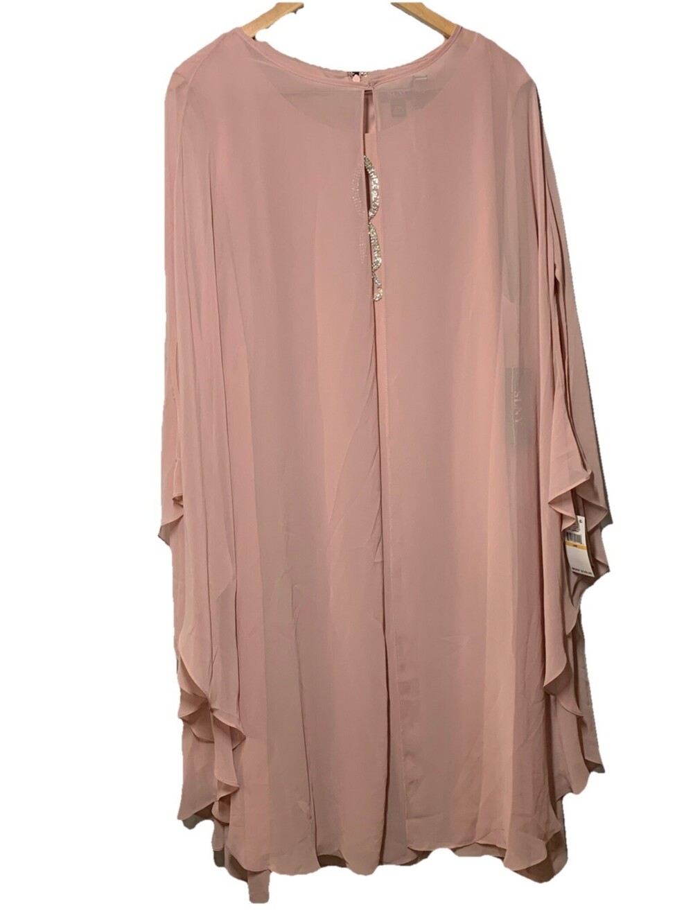 SLNY Women's Cocktail Dress Size 24W Pink Beaded Chiffon Shift with Capelet